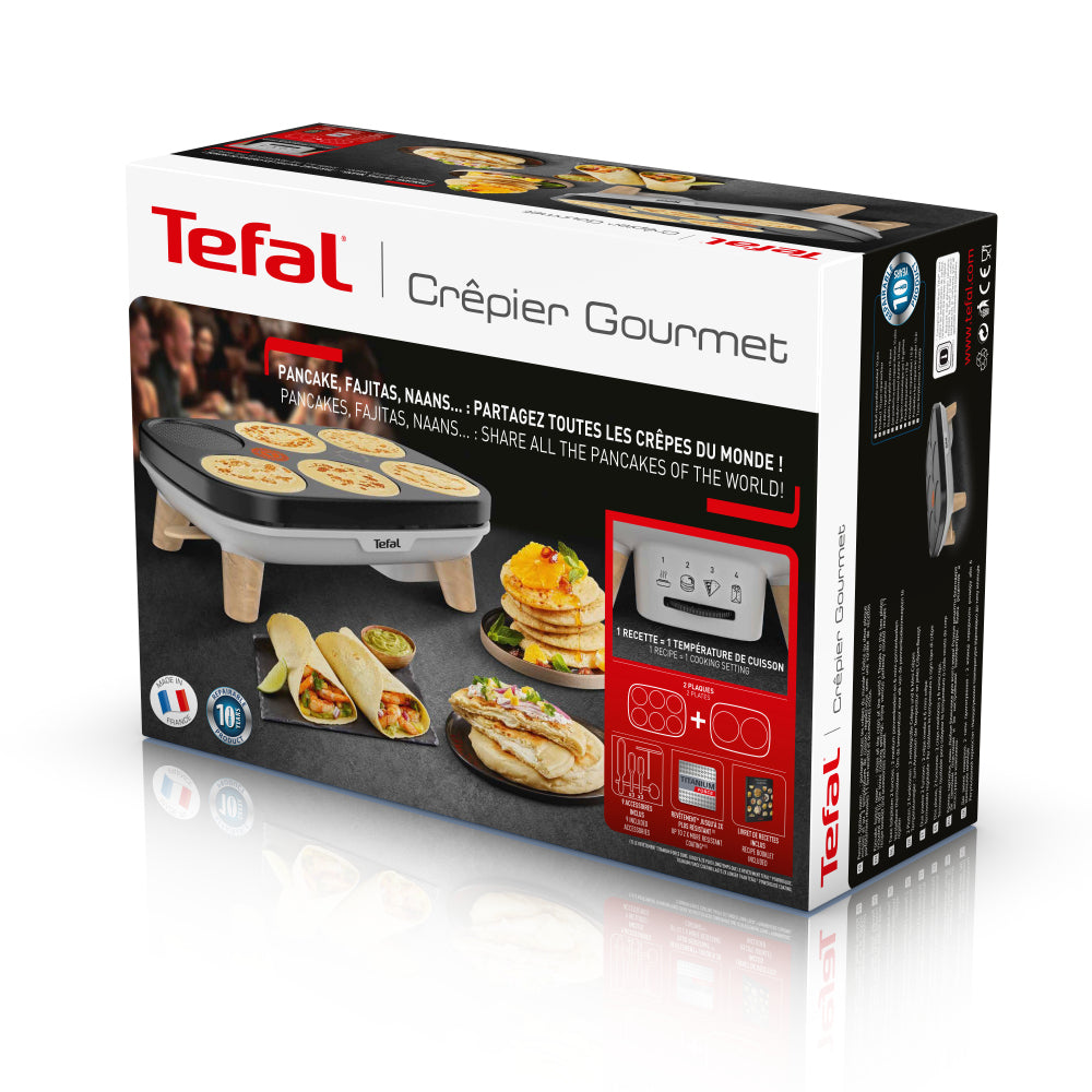 Tefal Tefal PY900D12 Electric Cr ecirc;pe Griddle Black Gray Wood