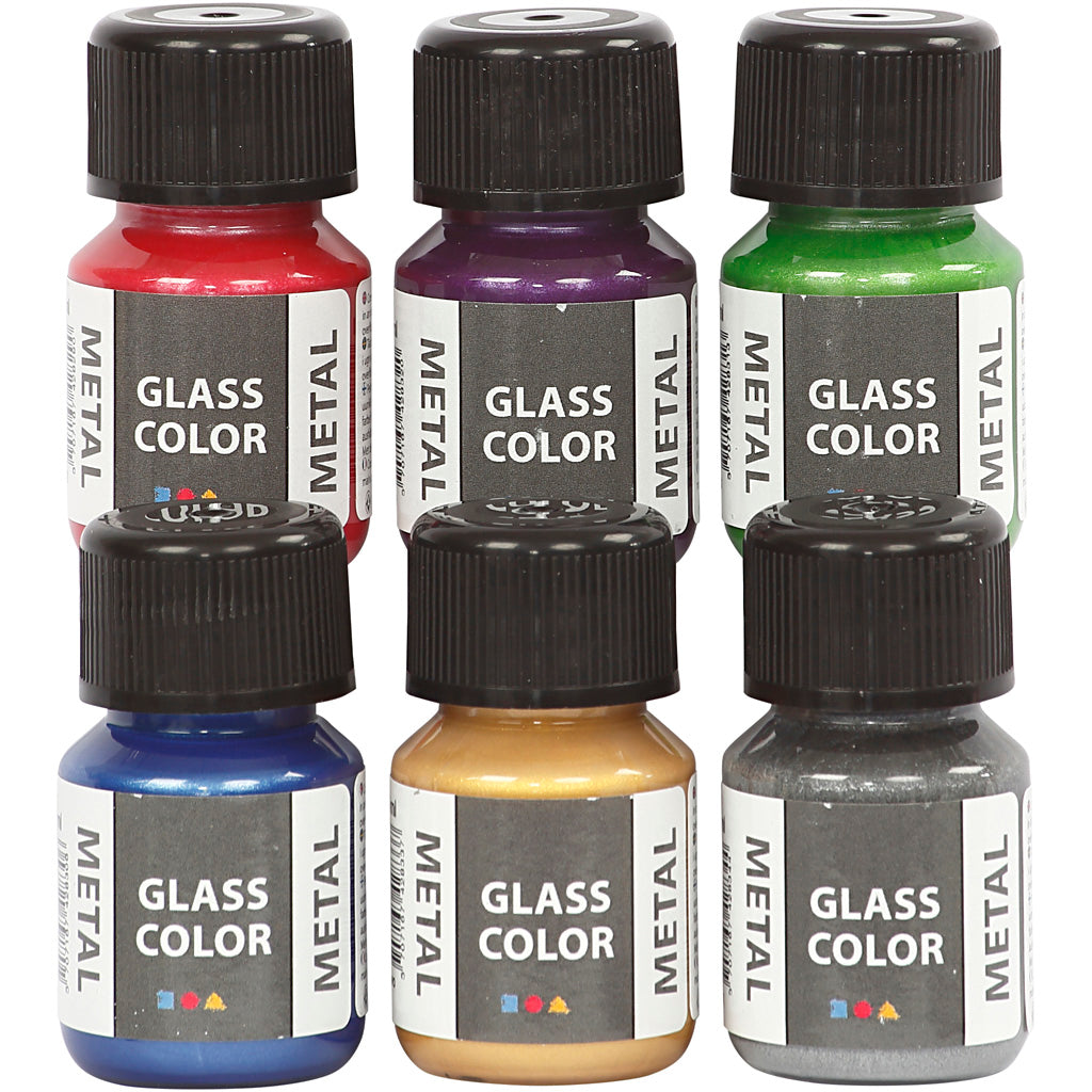 Creativ company glass color metal, various colors, 6x30 ml 1 box