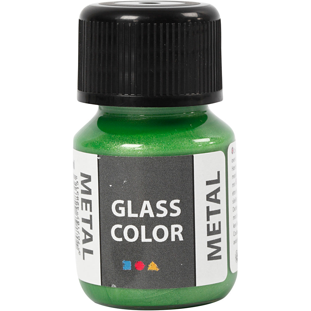 Creativ company glass color metal, groen, 30 ml 1 fles