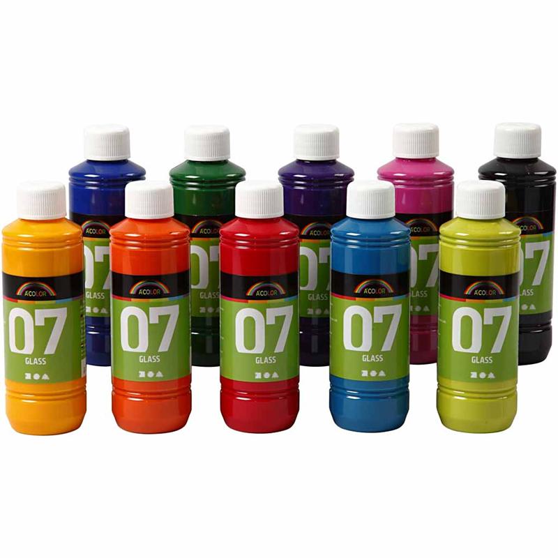 A-color glass, various colors, 10x250 ml 1 box