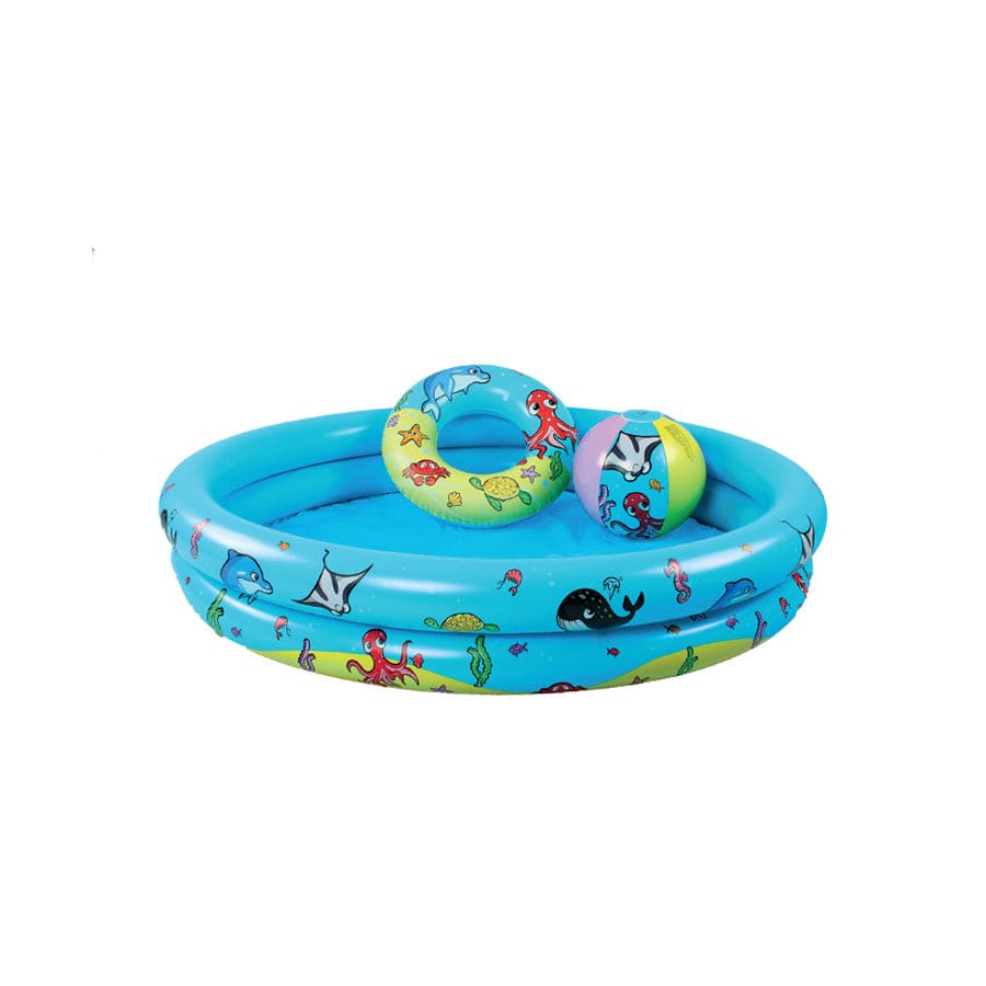 Mini marine | multi-colored playpool set: swimming pool incl. beach ball swimming ring