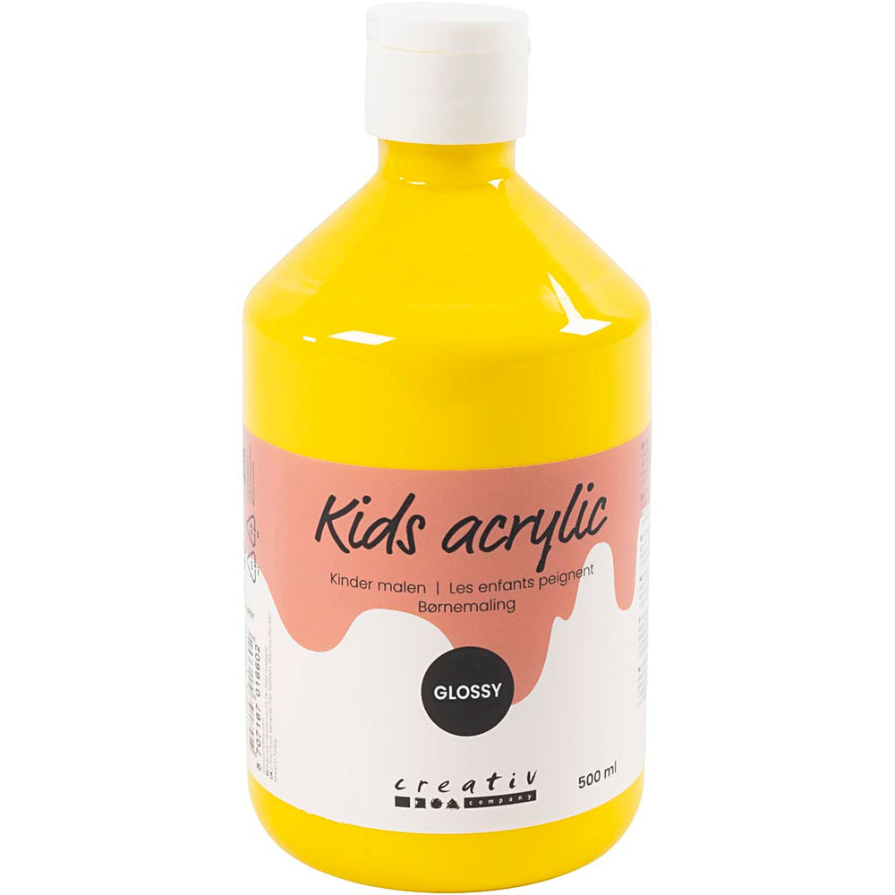 Creativ company acrylverf glossy, primair geel, 500 ml 1 fles