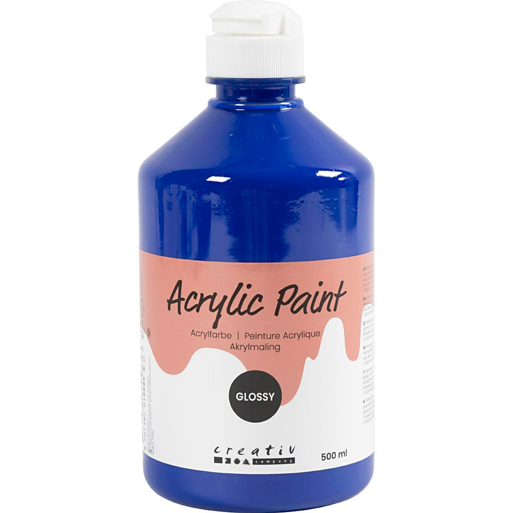 Creativ company acrylverf glossy, blauw, 500 ml 1 fles