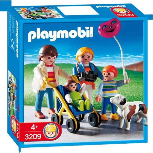 Passeggino Playmobil con famiglia e cane - 3209
