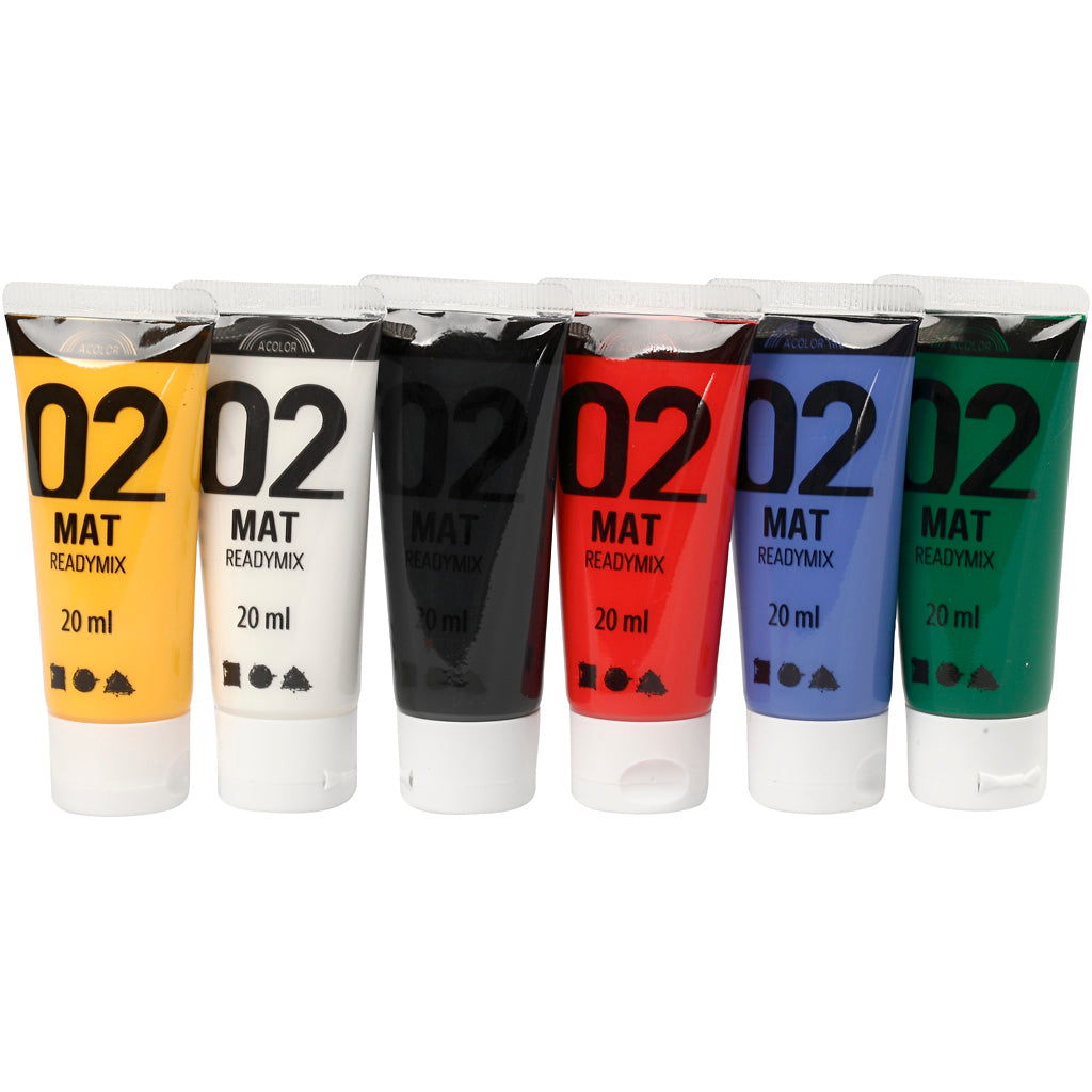 Acrylic Paint - Various Colors, 02 - Matt, 6x20ml