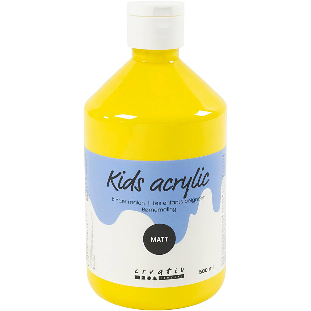 Creativ company acrylverf mat, primair geel, 500 ml 1 fles