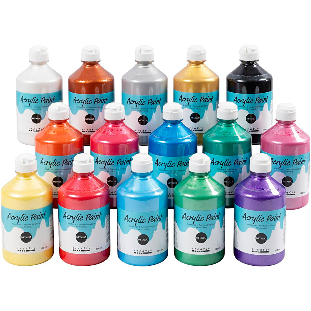 A-color acrylverf metallic, metallic, diverse kleuren, 15x500 ml 1 doos