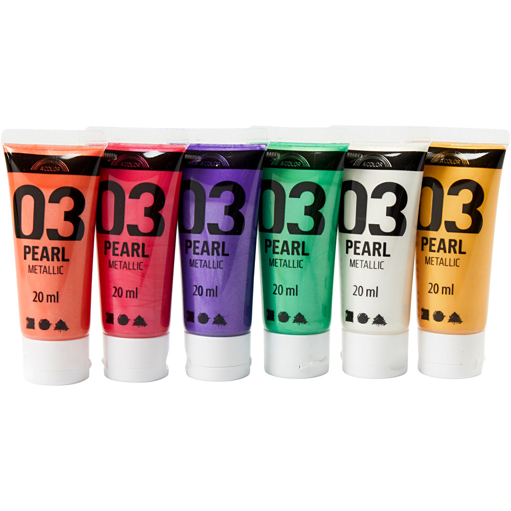 A-color acrylic paint metallic, metallic, extra colors, 6x20 ml 1 box