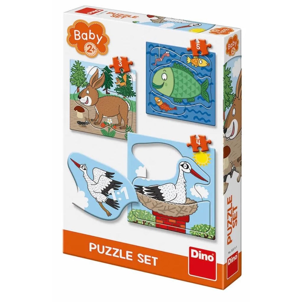 Dinotoys Dino Puzzle - Bébé: où les animaux vivent - 3 à 5 pièces