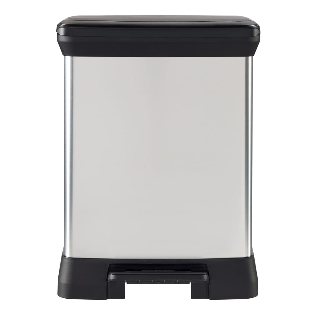 Curver Pedal Bin Deco Rectangular 30 L de color plateado