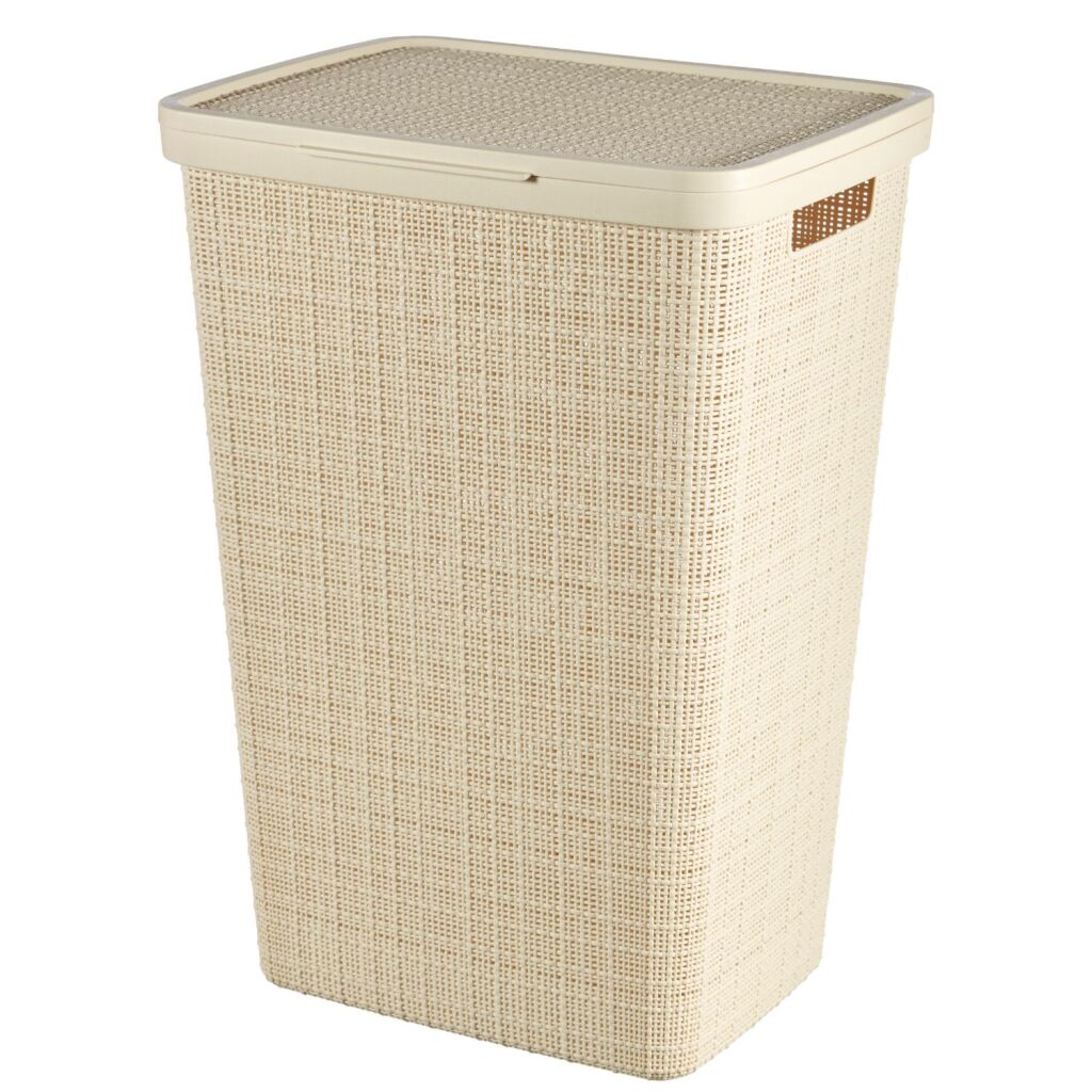 Curver laundry basket with lid jute look 58l cr egrave;me