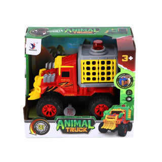 LKW mit Dino im Käfig mit Licht und Schall 17 cm