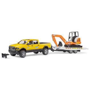 Bruder auto ram 2500 power wagon rental service with trailer and minibagger