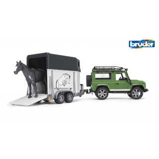 Bruder auto jeep landrover with horse trailer