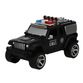 Police car with light and sound, police officer, police dog and accessories