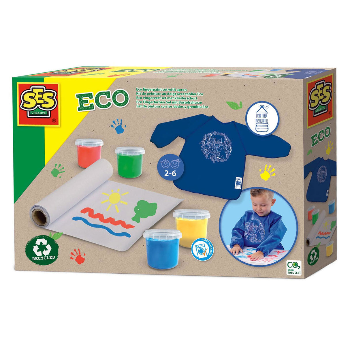 Ses eco finger paint set with mess apron