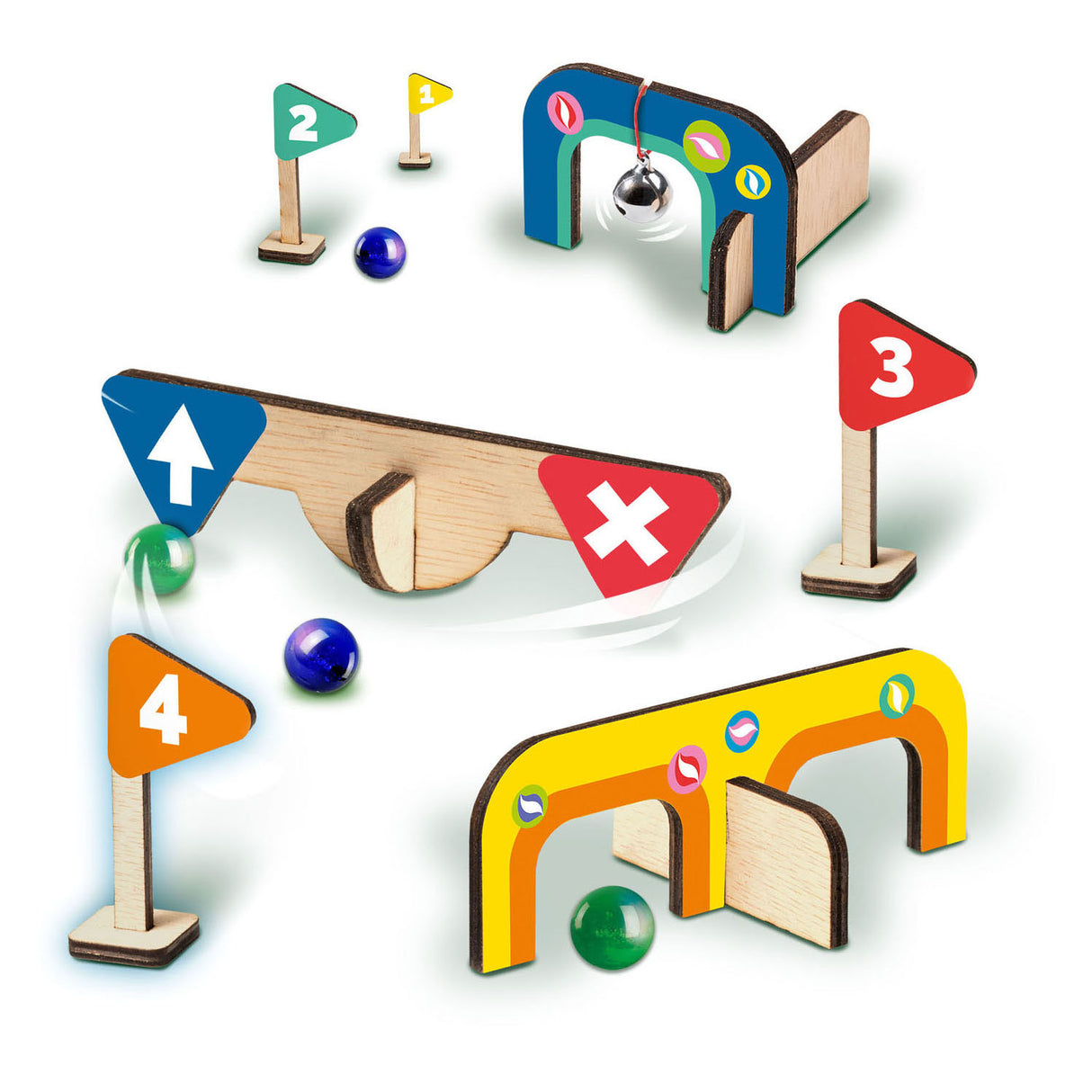 Six marble golf courses - wooden mini golf course
