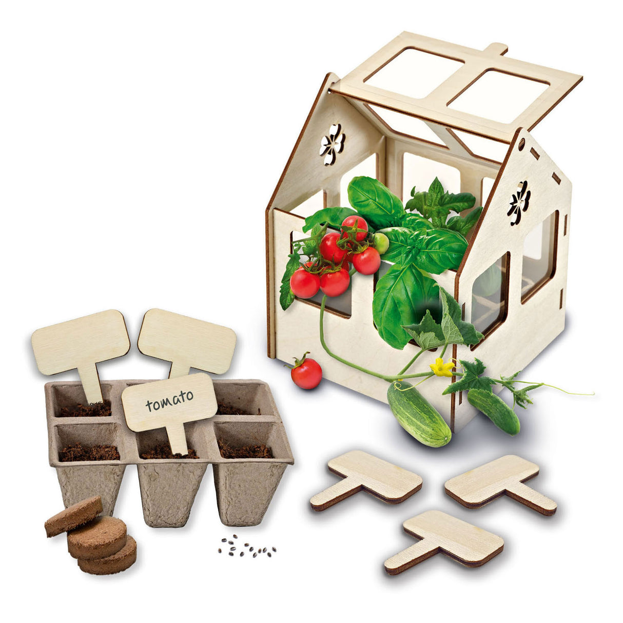 Ses kūrybingas tyrinėti medinį šiltnamį su daržovėmis