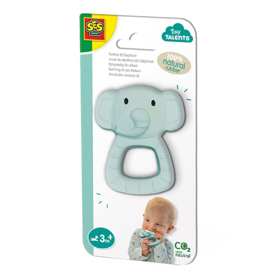 SES Tiny Talents Bite Play Eli Elephant 100% de caucho natural