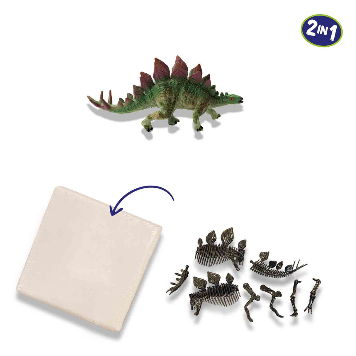 Ses explore dino en skelet opgraving 2in1- stegosaurus
