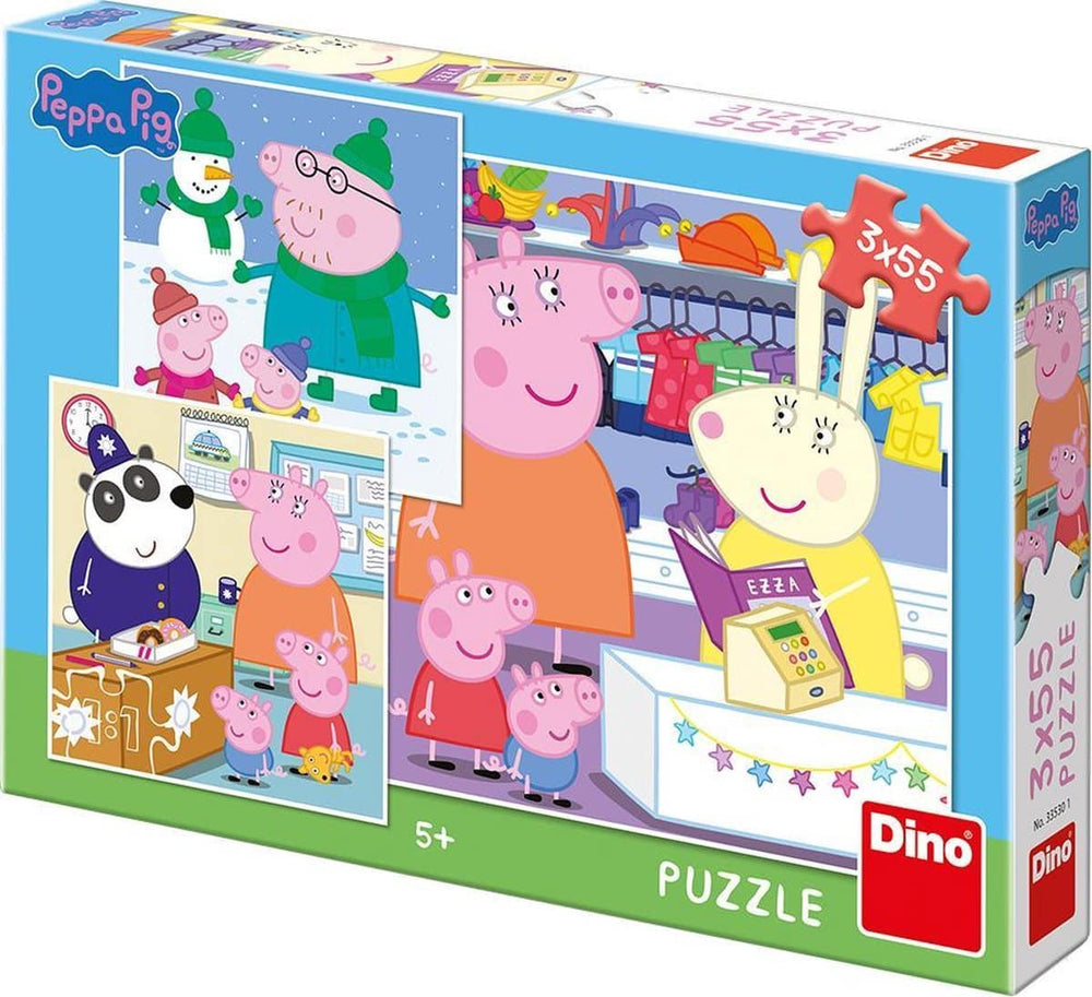 Dinotoys dino puzzle - 3 adventures of Peppa Pig - 3 x 55 pieces