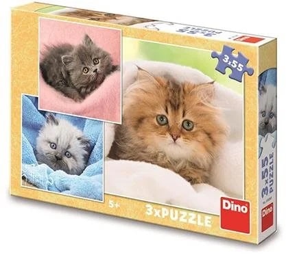 Dinotoys dino puzzle - cute kittens - 3 x 55 pieces