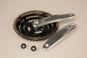 Lasco Crankset 24 34 42T Srebrni črni namaz -4 mm