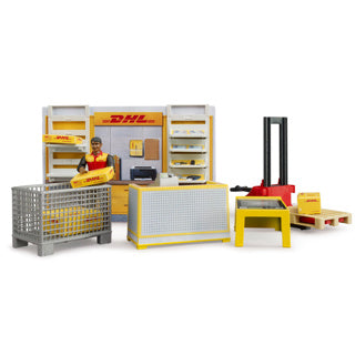 Bruder dhl parcel service with pallet truck + figure