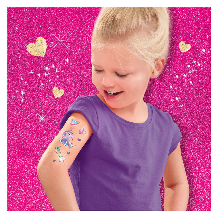 Ses unicornio - tatuajes y purpurina