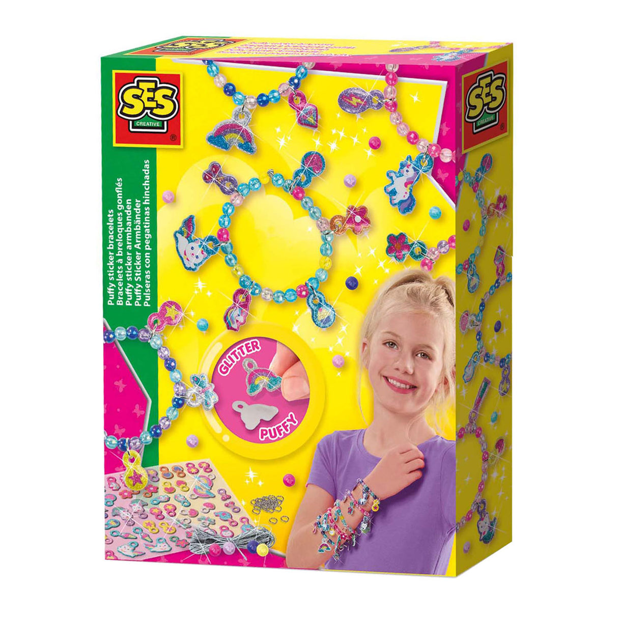 Ses bráisléid greamáin glitter puffy