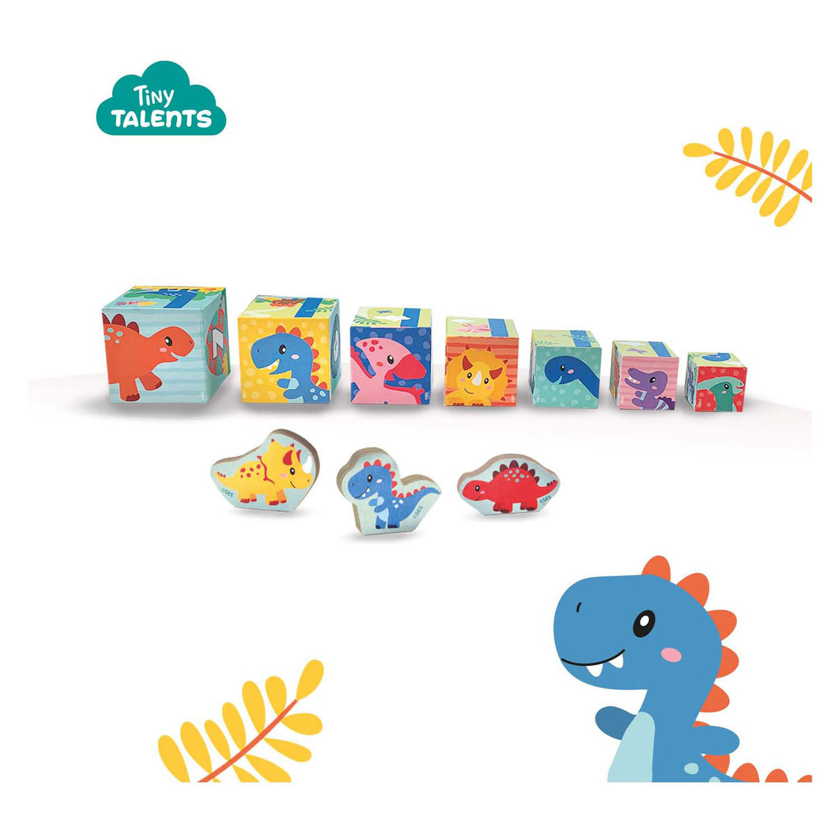 Tour à six blocs empilables avec figurines de dinosaures