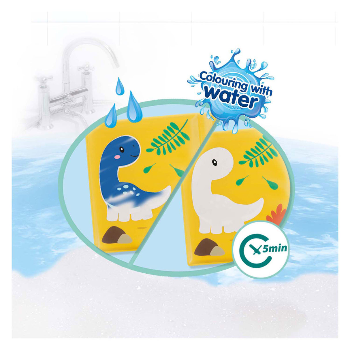 Kniha do kúpeľa Ses - vyfarbovanie s vodnými dinosaurami