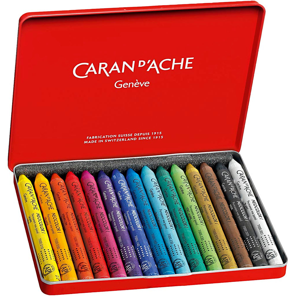 Caran dache caran d’ache neocolor i, l: 10 cm, dikte 8,5 mm, diverse kleuren, 15 stuk 1 doos