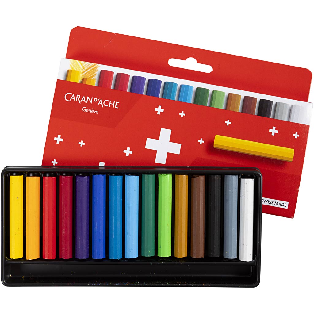 Caran dache caran d'ache neocolor i, junior, l: 5 cm, thickness 8.5 mm, various colors, 15 pieces 1 box