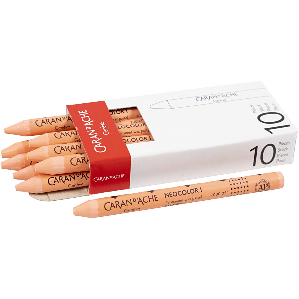 Caran dache caran d'ache neocolor i, l: 10 cm, thickness 8.5 mm, salmon (051), 10 pieces 1 box