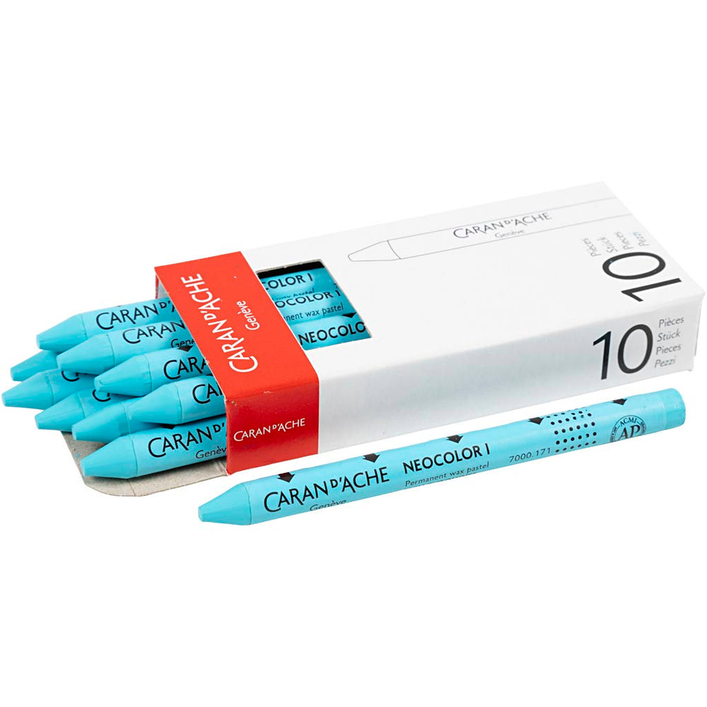 Caran dache caran d’ache neocolor i, l: 10 cm, dikte 8,5 mm, turquoise blue (171), 10 stuk 1 doos