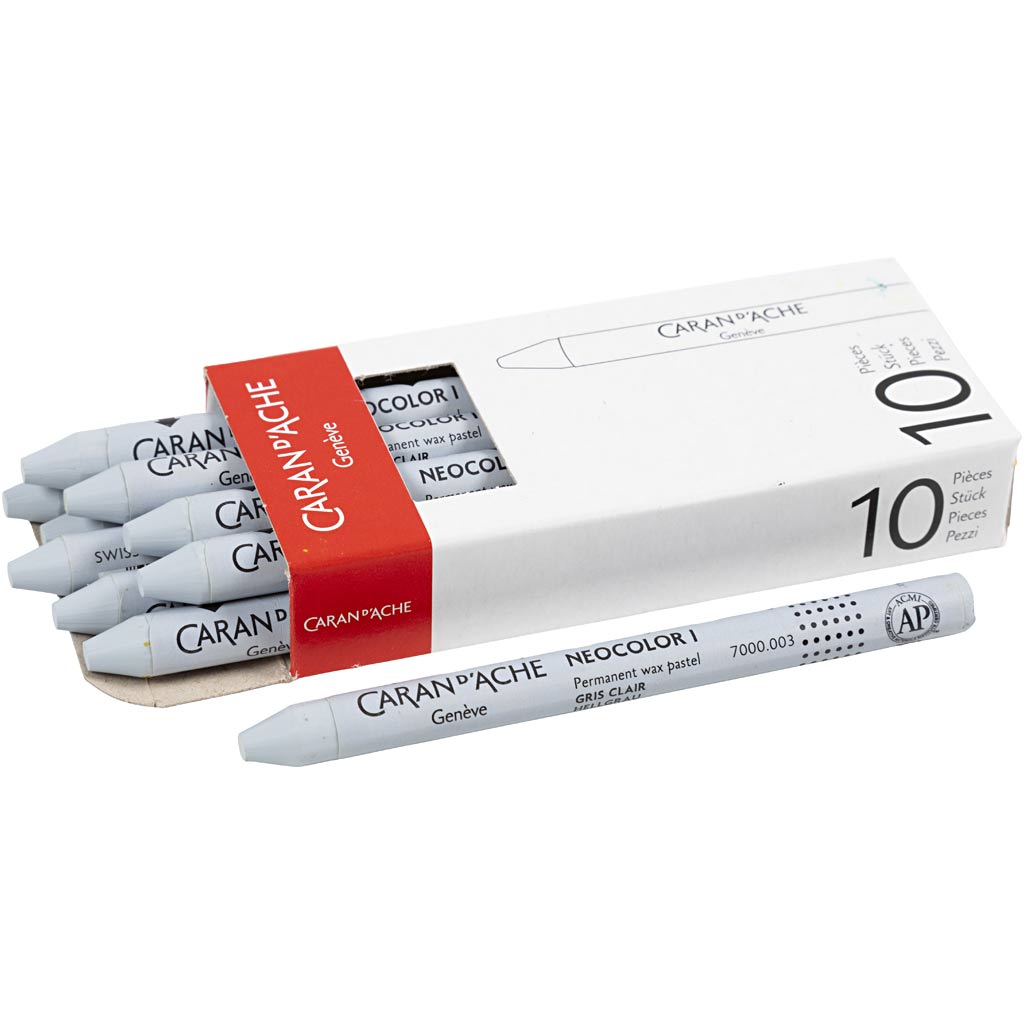 Caran dache caran d'ache neocolor i, l: 10 cm, thickness 8.5 mm, light grey (003), 10 pieces 1 box