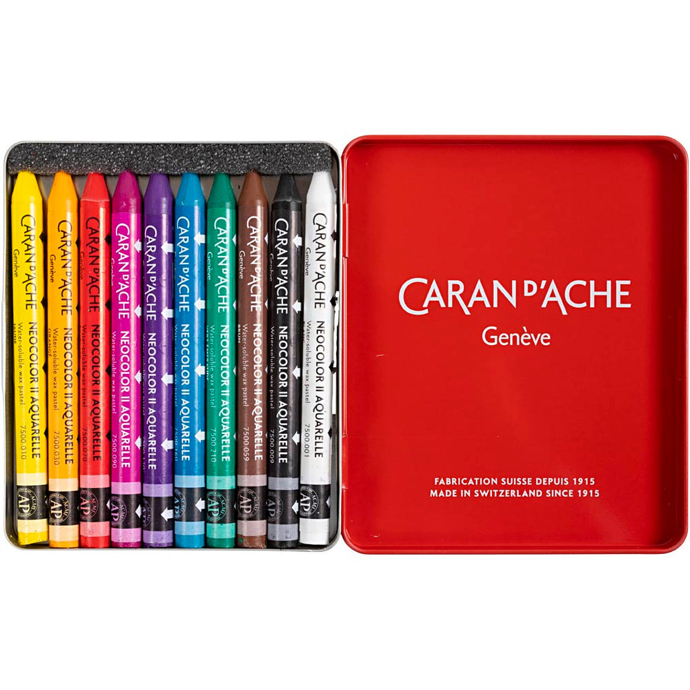 Caran dache caran d’ache neocolor ii, l: 10 cm, dikte 8,5 mm, diverse kleuren, 10 stuk 1 doos