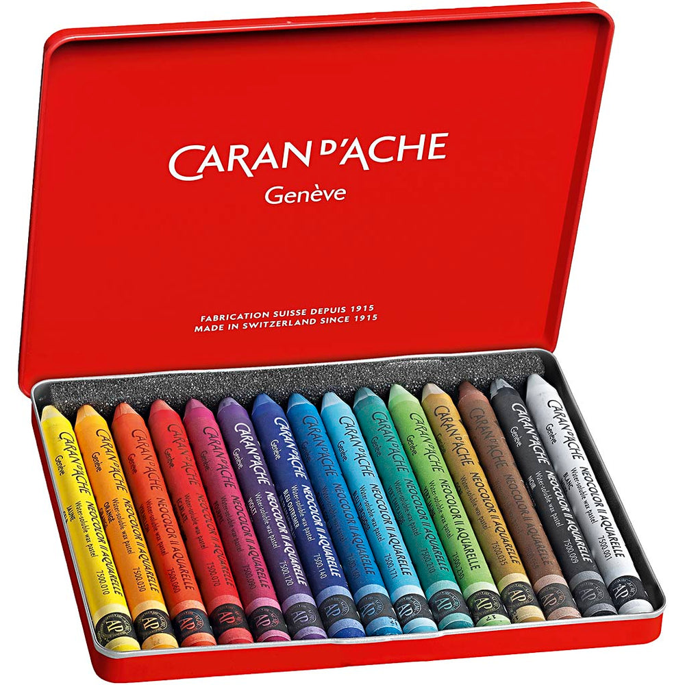 Caran dache caran d’ache neocolor ii, l: 10 cm, dikte 8,5 mm, diverse kleuren, 15 stuk 1 doos