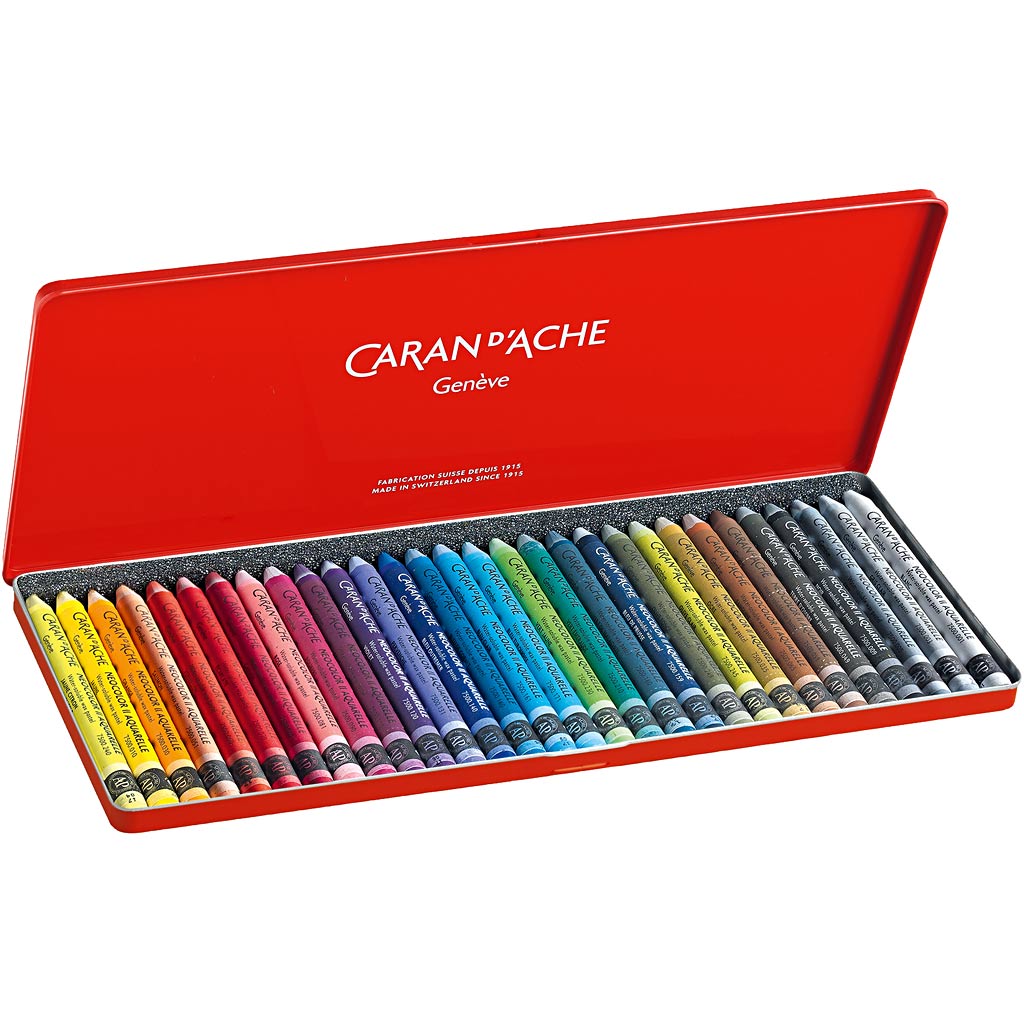 Caran dache caran d’ache neocolor ii, l: 10 cm, dikte 8,5 mm, diverse kleuren, 30 stuk 1 doos