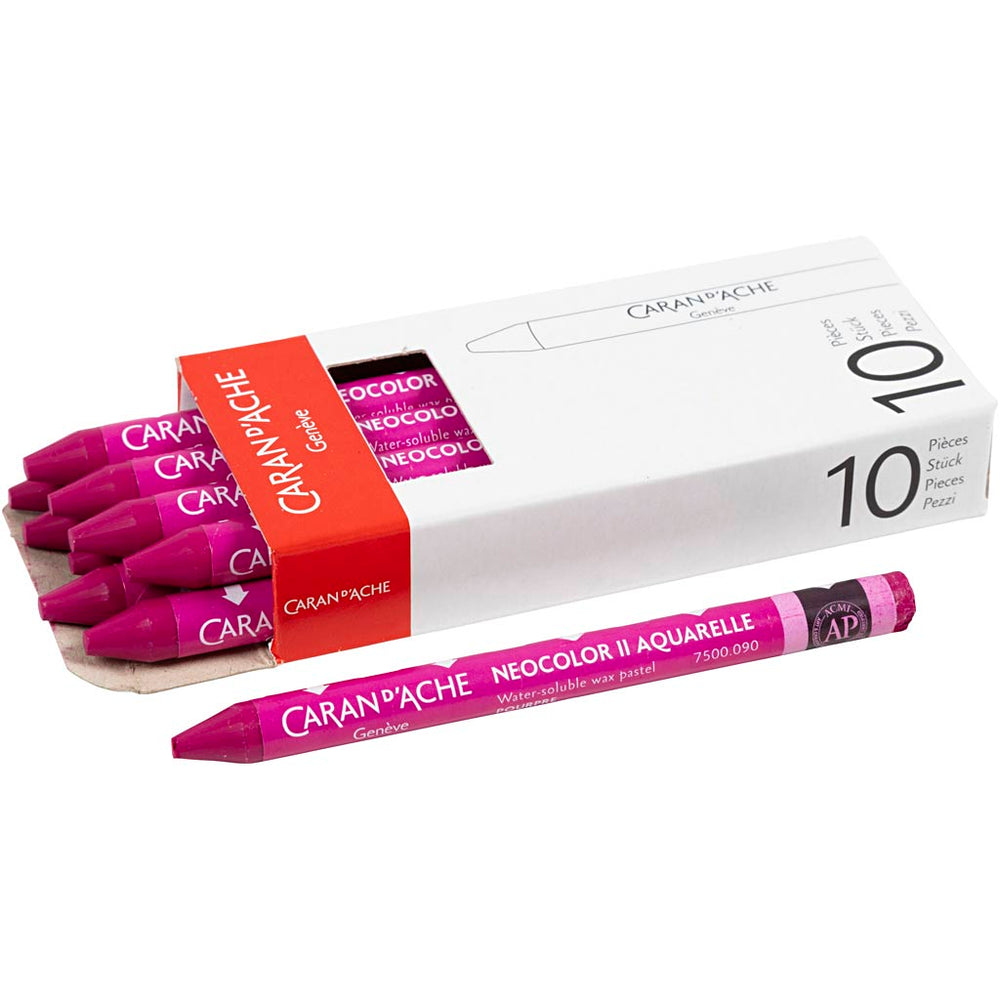 Caran dache caran d’ache neocolor ii, l: 10 cm, dikte 8,5 mm, crimson (090), 10 stuk 1 doos