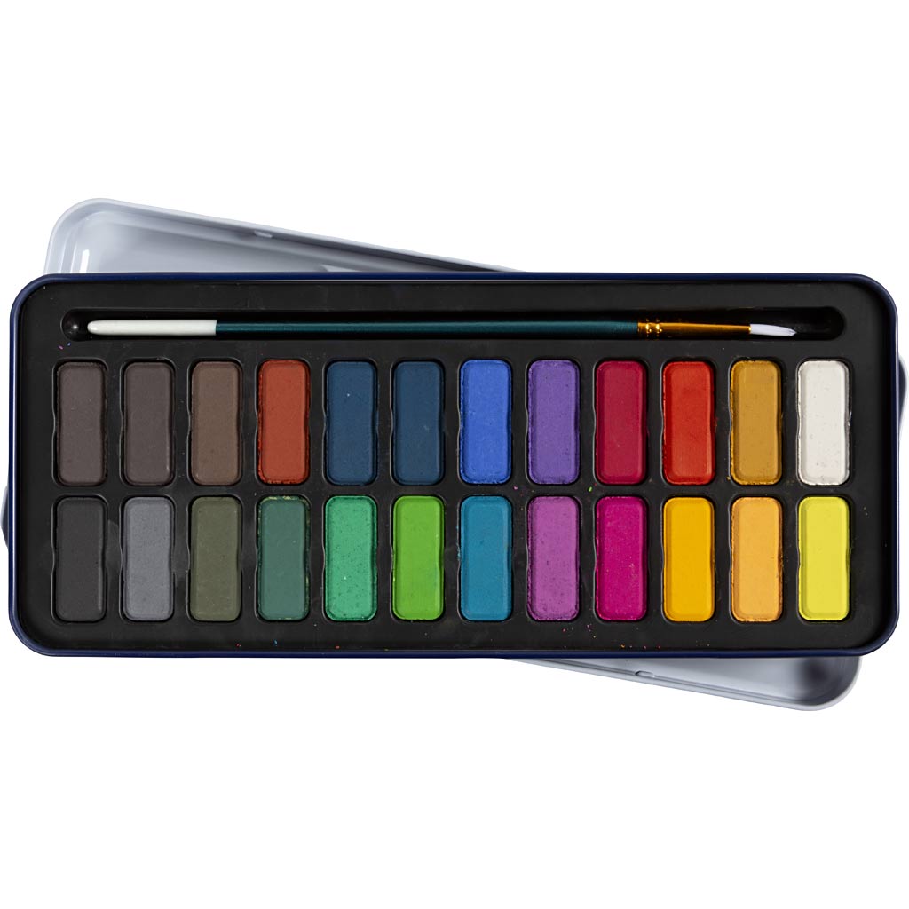 Colortime watercolor set, size 12x30 mm, various colors, 24 colors 1 box