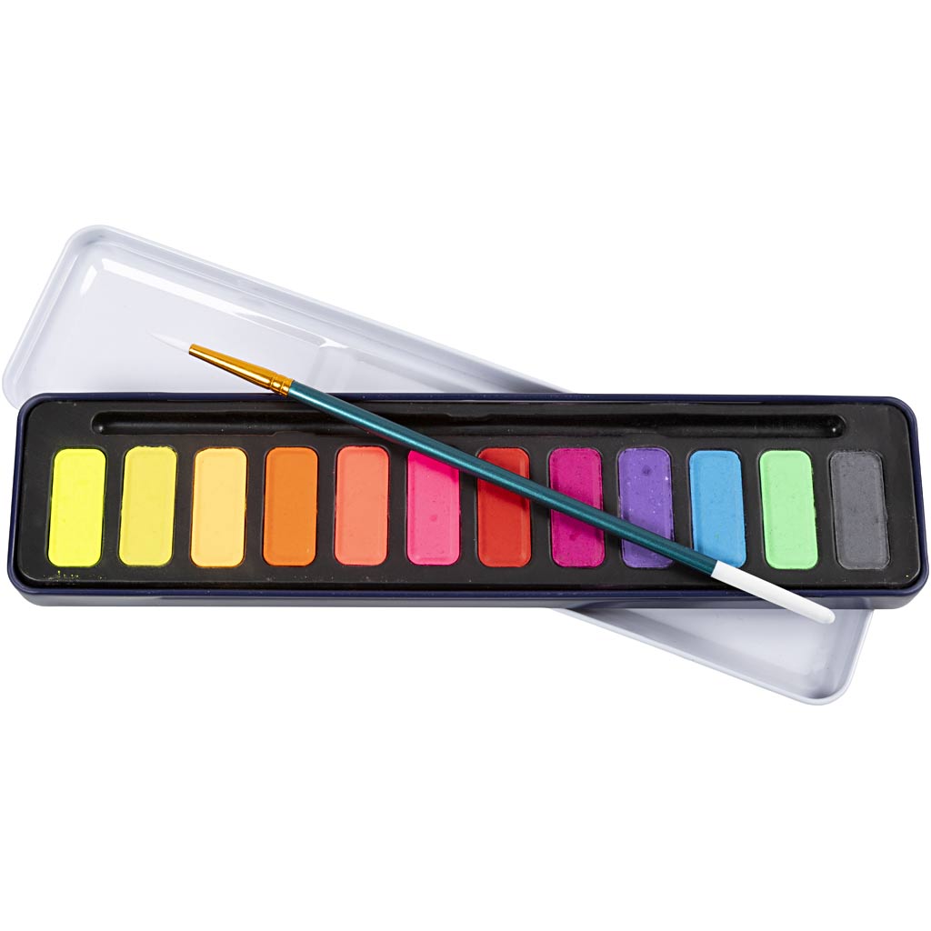 Aquarelset, pastelkleuren, 12 kleur 1 doos