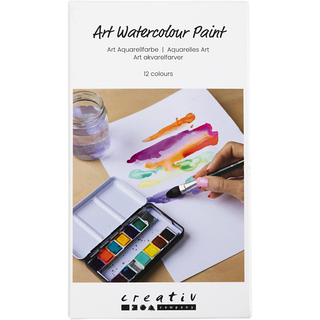 Creativ company art watercolor paint, ½-pan, flowers and landscapes, size 10x15x20 mm, various colors, 12 colors 1 piece