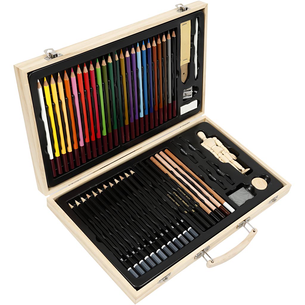 Sketch and Drawing Set in Wooden Case