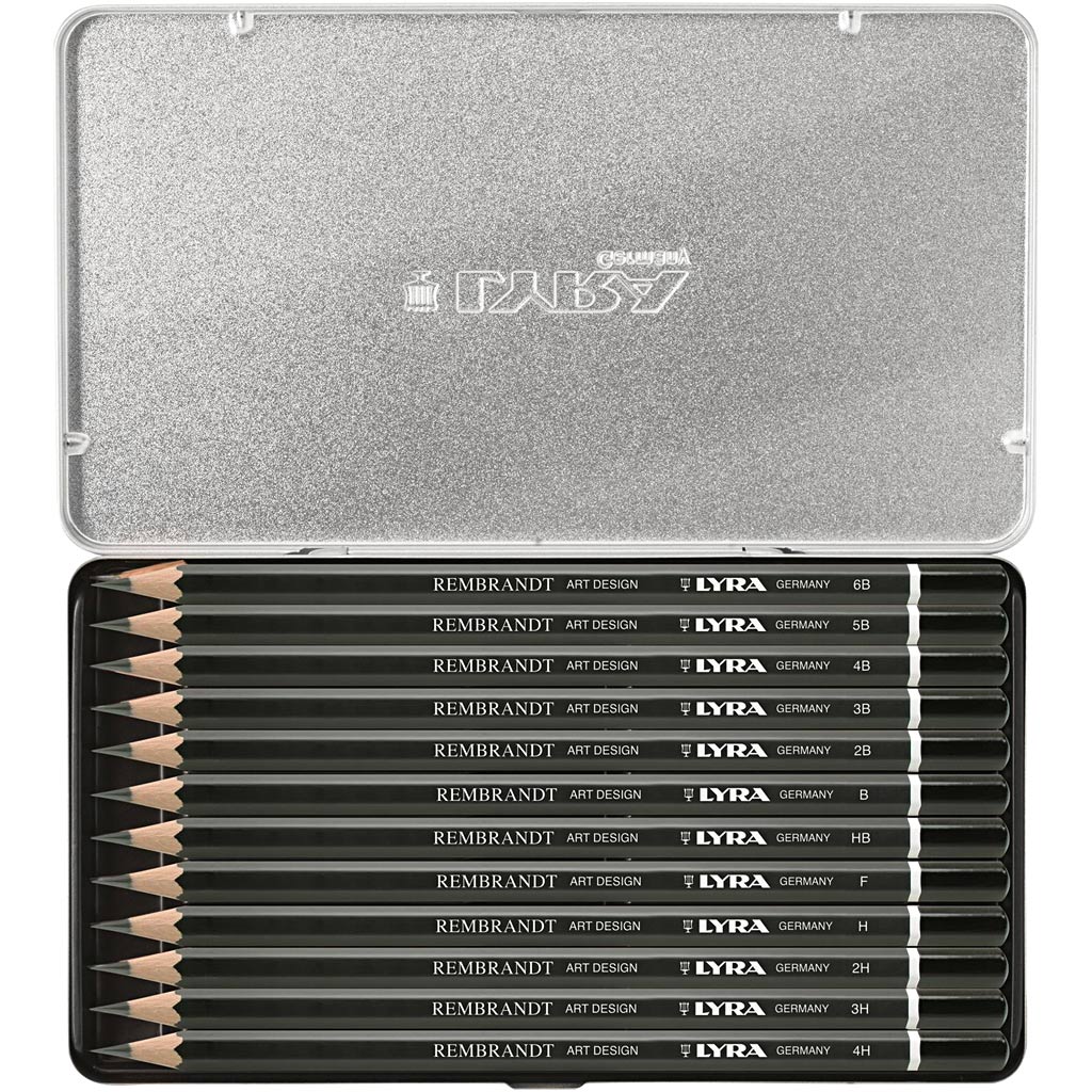 Lyra art design drawing pencils, b,2b,3b,4b,5b,6b,hb,h,2h,3h,4h,f, 12 pieces 1 box