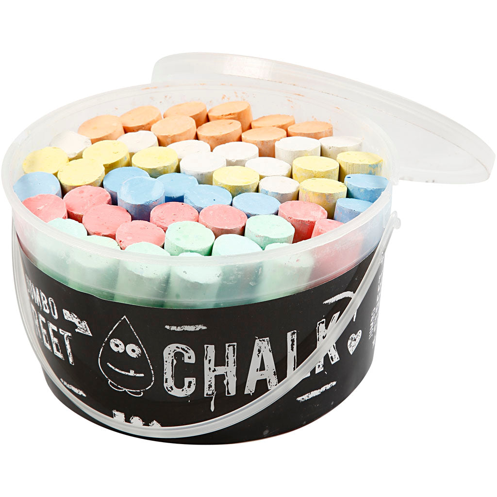 Creativ company sidewalk chalk, size 2.5x12 cm, various colors, 50 pieces in a bucket