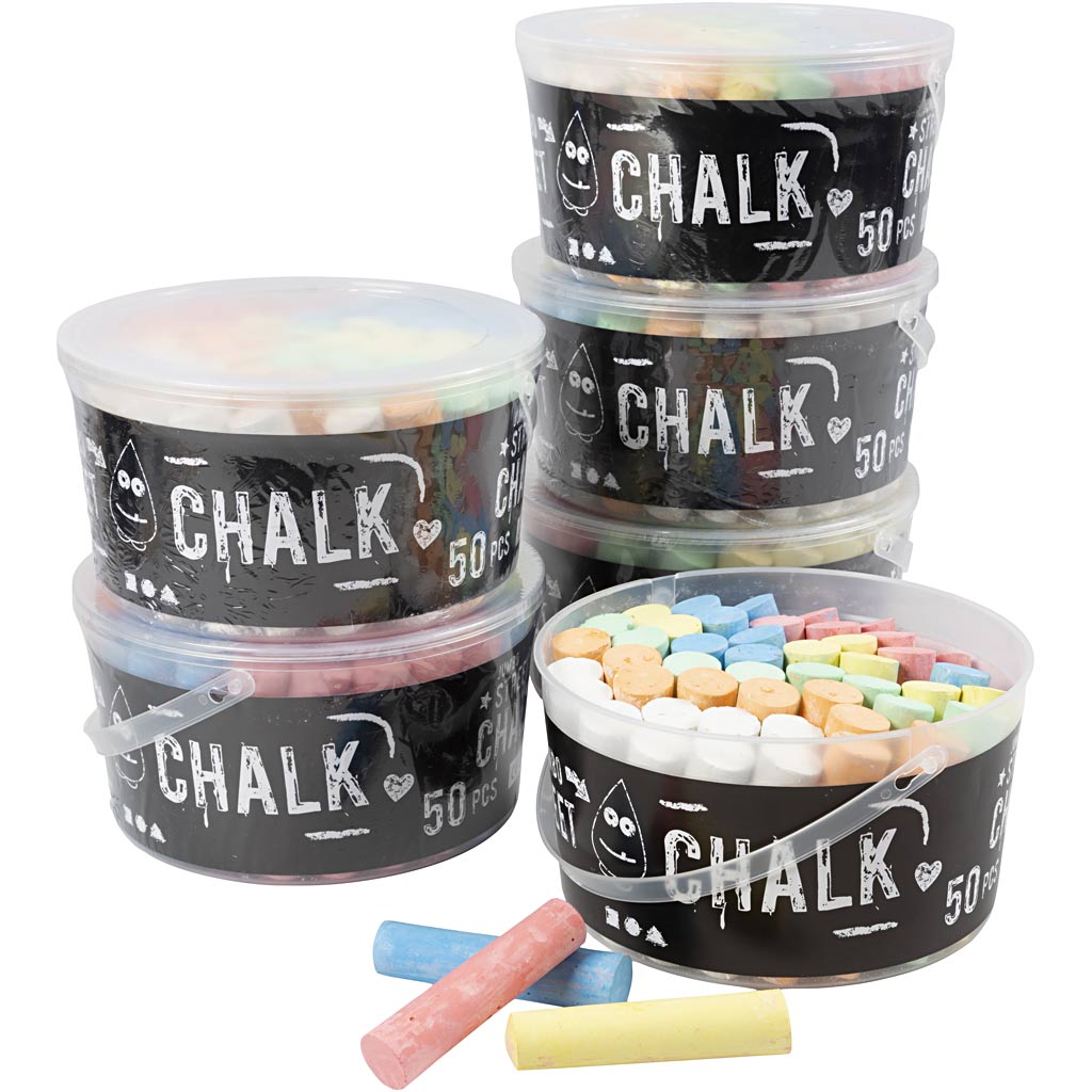 Creativ company sidewalk chalk, size 2.5x12 cm, various colors, 6x50 pieces 1 box
