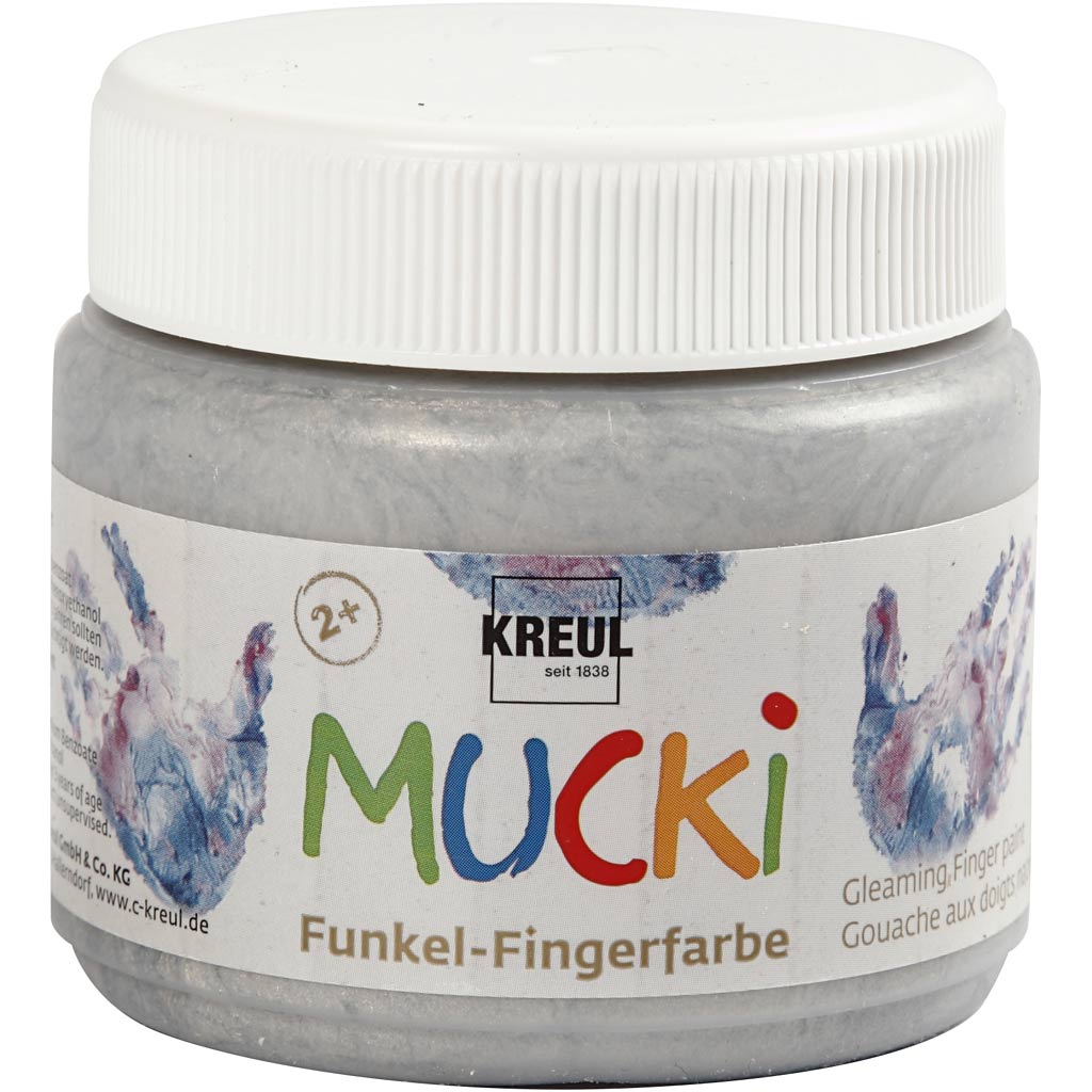Creativ company mucki finger paint, silver metallic, 150 ml 1 box