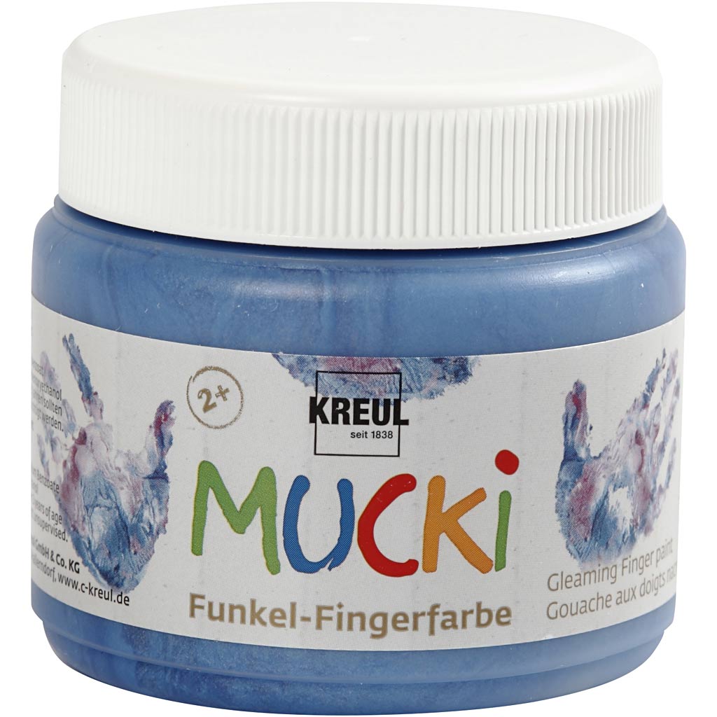 Creativ company mucki finger paint, metallic blue, 150 ml 1 box
